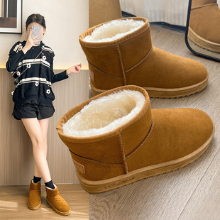 Snow Boots Women's 2024 New Shoes Winter Fashion Snow Cotton Shoes Flat Comfortable Warm All-match Snow Cotton Short Boots