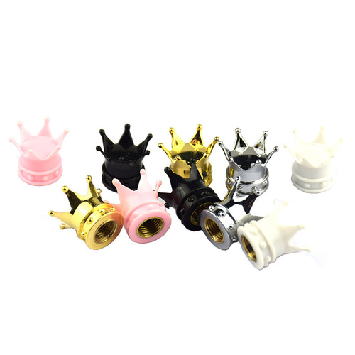 Car Tire Modification Crown Air Chuck Cover Plastic Electroplated Copper Core Crown Valve Stem Cap Cross-border