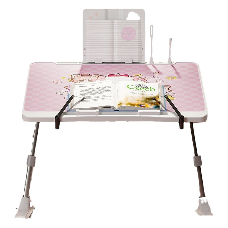 Small Table for Dormitory, Home Use, Student Laptop Desk, Bed Table, Bay Window Table, Reading Table, Computer Desk, Pink Cat Design