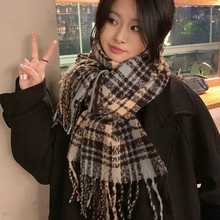 秋冬季2025格子围巾新款女士批发百搭保暖围脖韩版情侣流苏披肩男
