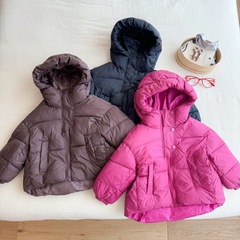 甜小司女童加绒加厚外套儿童保暖连帽棉服冬短款加厚棉服外套跨境