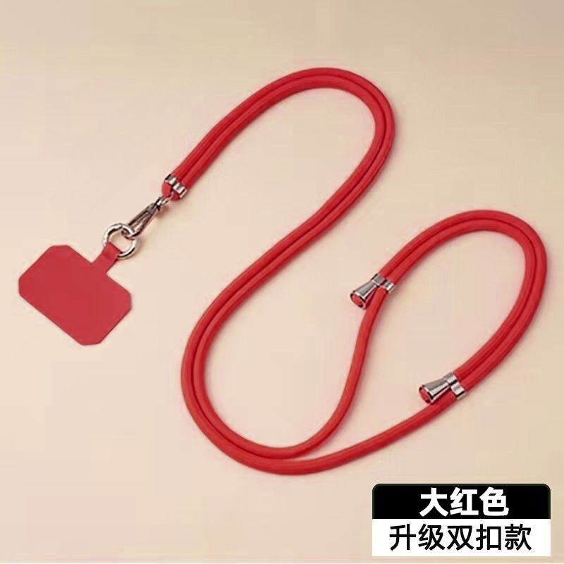 携帯電話のストラップは首のストラップを掛けます。|undefined