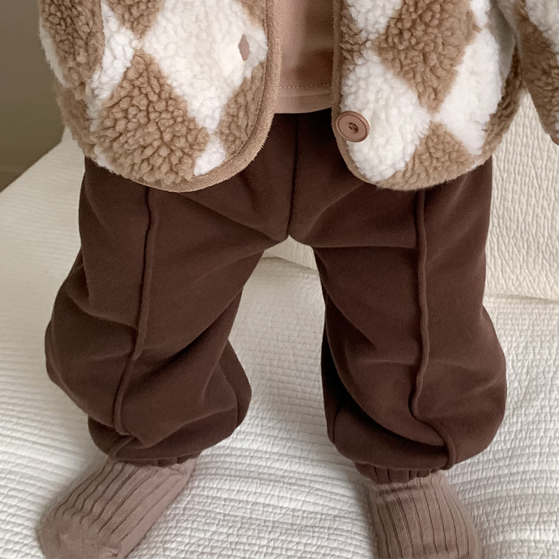 Chaqueta de felpa para bebé, estilo coreano, ropa infantil, camisa de capa base para otoño e invierno, chaqueta de algodón para bebé, ropa para salir de paseo image 8