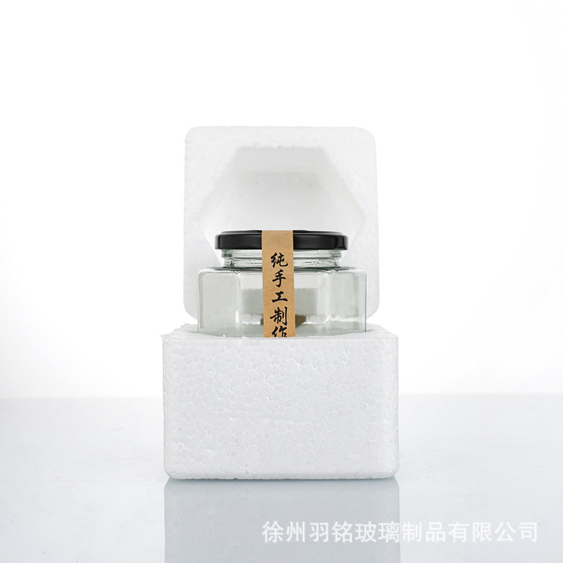 0.5kg パック六角蜂蜜ボトル食品グレード缶詰ボトル透明密封チリビーフソースボトル密封サブボトリング空ボトル|undefined