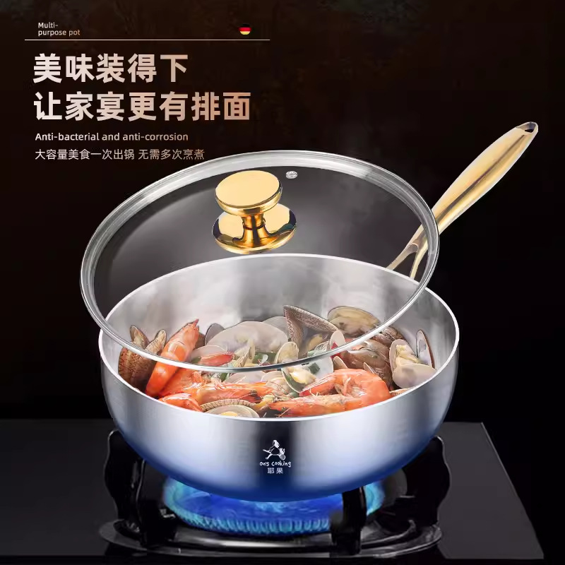 316 paneles de acero inoxidable sin recubrimiento grueso profundizar paneles antiadherentes paneles de leche mango de acero dorado