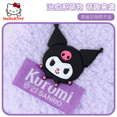Children's Mittens Winter Girls Kuromi Warm Half Finger Fleece Lined Flap Girl Cute Sanrio
