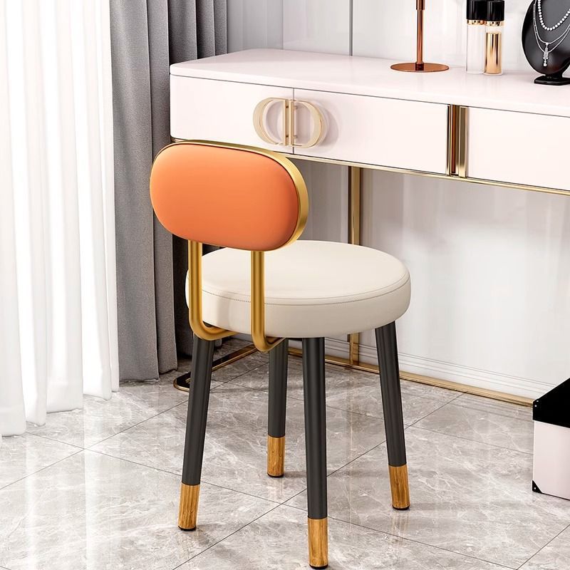 Casa ligera de lujo red alta sensación taburete redondo moderno simple manicuría silla de vestir respaldo de la chica dormitorio maquillaje de cama