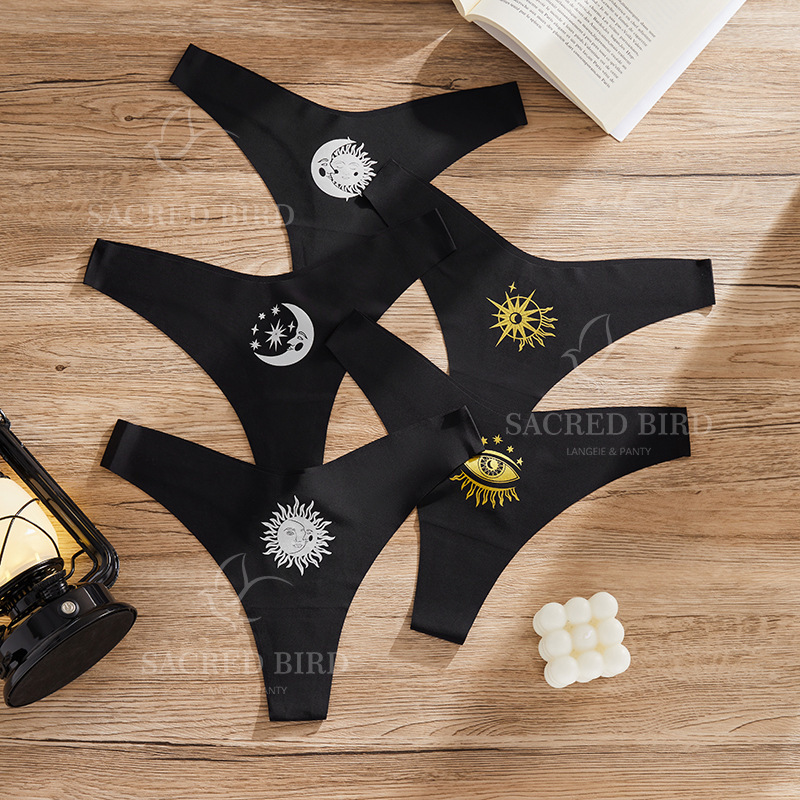 Starry Sky Print Seamless One-Piece Customizable Thin Invisible Yoga Panties Sexy T-Shaped No-Removal Thong Panties