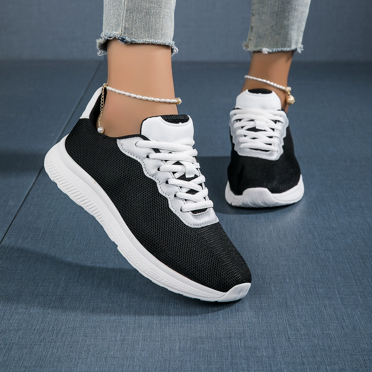 2025 Весенняя модная женская обувь повседневная обувь удобная мягкая подошва без запаха легкая дышащая сетка спортивная кроссовка