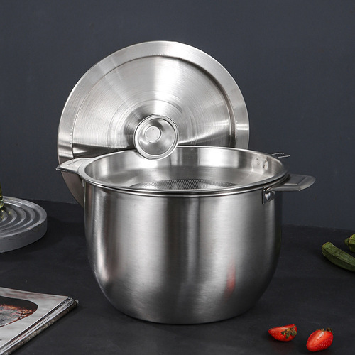 Lard oil filter pot 304 stainless steel household oil storage barrel soup pot filter oil residue pot oil storage tank lard basin