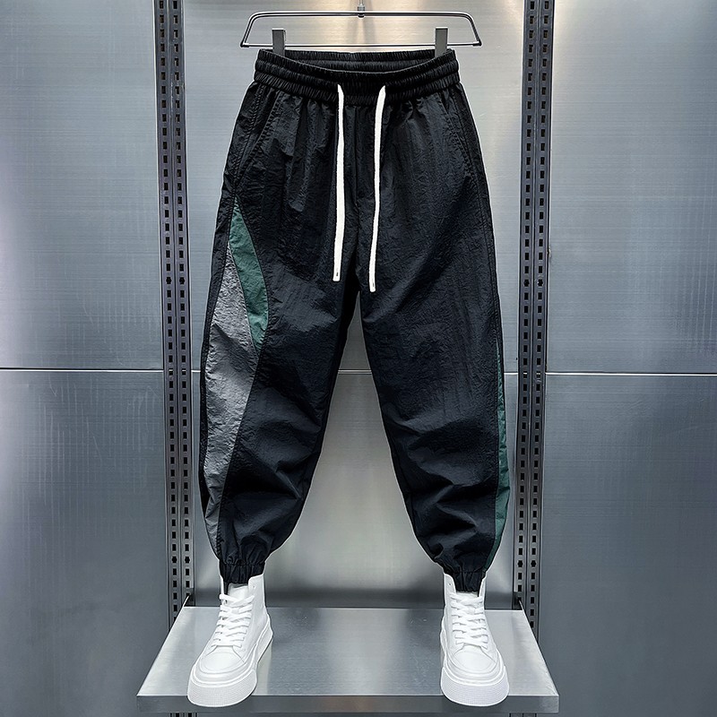 Été mince lâche décontracté hommes rayé patchwork petite jambe neuf pouces p, cool et tendance marque à lacets Haren sports_voghion.com