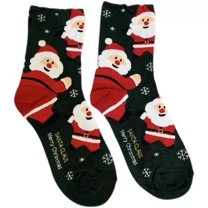 Kikiyasocks корейские женские носки, мультяшные новогодние носки Санта Клаус, студент, гольфы средней длины