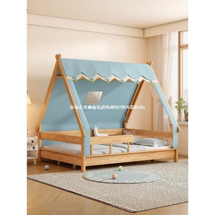 Children's Room Girl Treehouse Guardrail Solid Wood Children's Bed Princess Bed 5 with Boy Tent 1m Bed Nordic