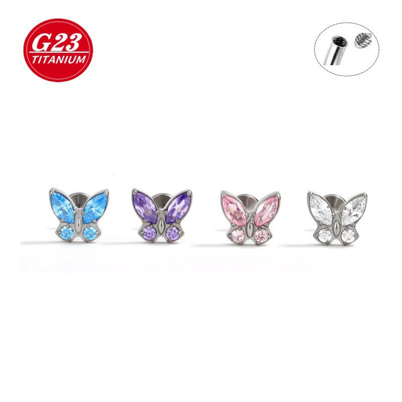 16G labret stud size and finish detail