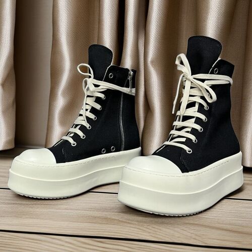 2025 High-top Canvas Twill Fashion Versatile Thick Heel Invisible Platform Shoes for Men and Women