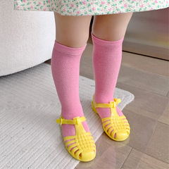 夏季兒童襪子男童女童中筒襪嬰兒寶寶公主長筒襪新生兒網眼防蚊襪