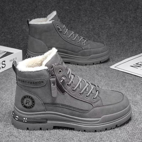 Martin boots, men's shoes, high-top winter velvet, thick cotton shoes, waterproof and non-slip, construction site work, labor protection work boots