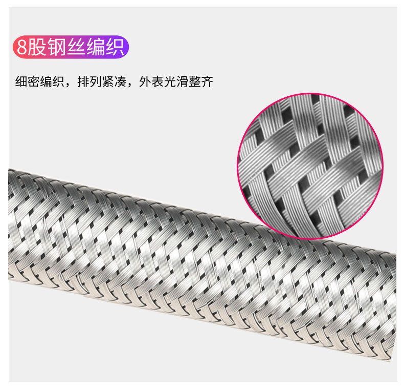304 stainless steel high-pressure explosion-proof metal braided hose water heater, toilet, cold and hot faucet inlet and outlet pipes, 4 minutes undefined