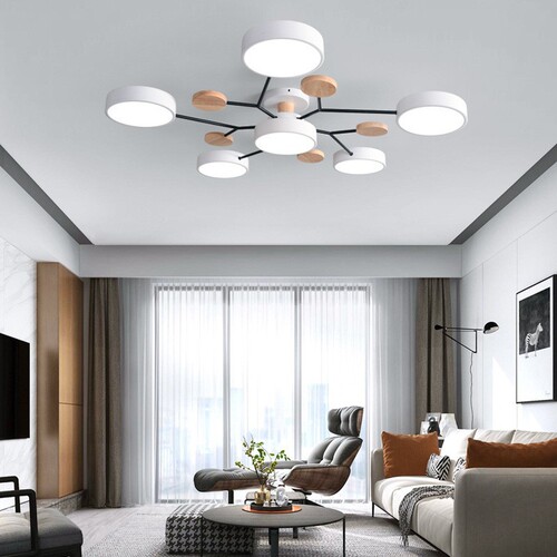 Nordic living room pendant lamp, modern minimalist Japanese-style bedroom and study ceiling lamp, creative personalized macaron wood lamp