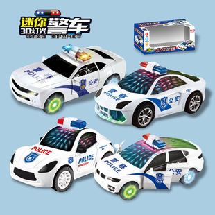 Cross-border hot sale electric door police car colorful 3D light music universal driving model toy car gift wholesale
