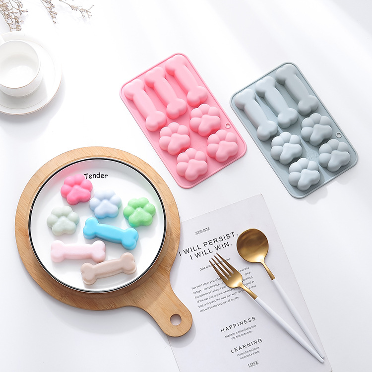 Spot 7 even kitten claw bones silicone mold rice cake cake mold aromatherapy gypsum drop glue chocolate mold
