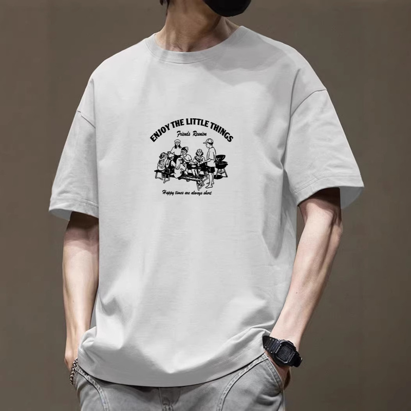 Heavyweight Short-Sleeve T-Shirt, Loose Fit, New Versatile Trendy Korean-Style Men's Summer Round-Neck Fashion Brand, Simple Casual Style