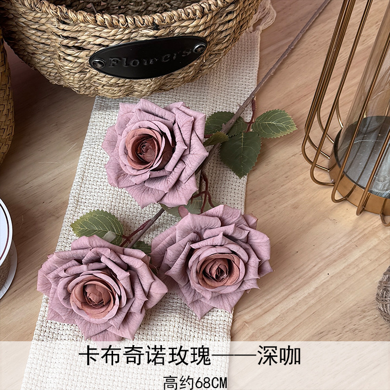 Artificial Rosa sola franela Rosa flor artificial boda decoración del hotel decoración del hogar arreglo de flores flor artificial Rose