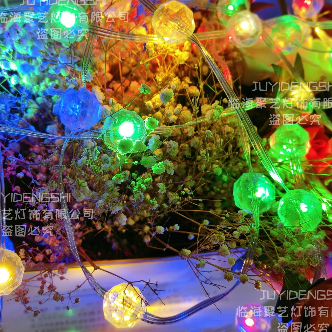 String de lámpara de cristal romántica decoración de cumpleaños lámpara de color solar estrella al aire libre decoración de vacaciones