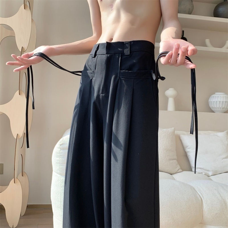 Handsome Trousers, Cool Style Men's Italian Naples Trousers, Straight-Leg Loose Wide-Leg Trousers with Drape