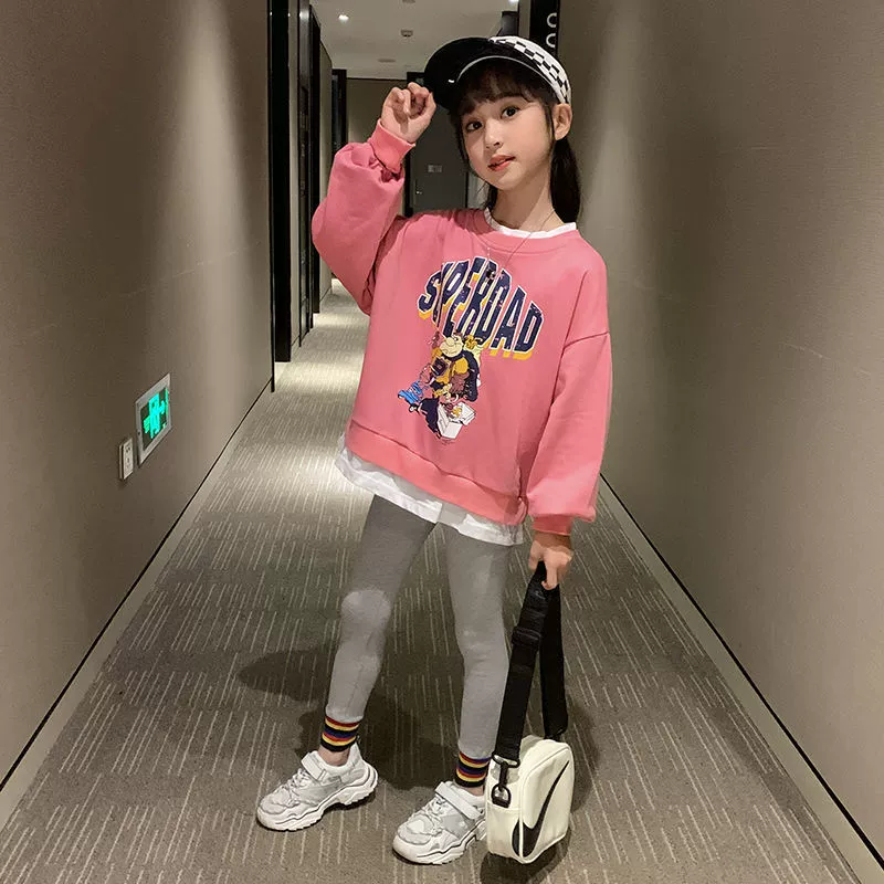 Новый костюм для девочек 2022 года в Корейском стиле, весенне-осенний Детский свитер, стильная одежда из двух предметов для девочек среднего и старшего возраста