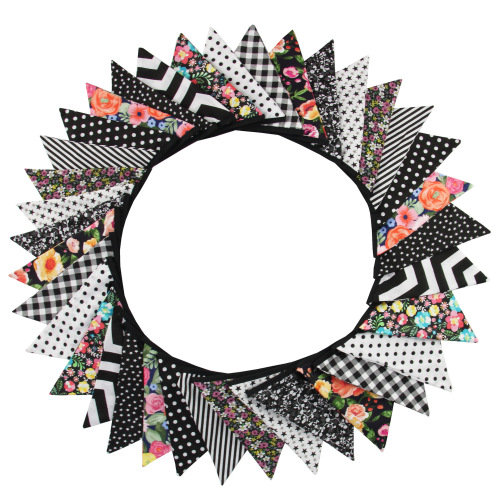 10-meter colorful floral cotton fabric triangle banner canopy tent camping tent wedding birthday kindergarten decoration hanging flag