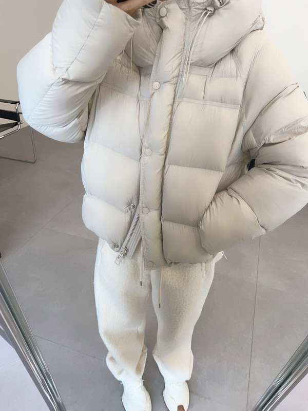 泡芙轻柔龟背韩版宽松白鸭绒加厚真羽绒服女短款2025新款冬外套|undefined