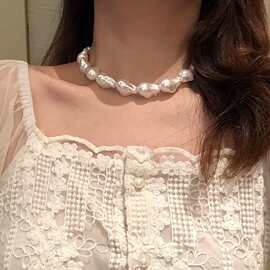 夸张个性异形超大珍珠项链欧美时尚choker锁骨链网红颈链装饰项圈