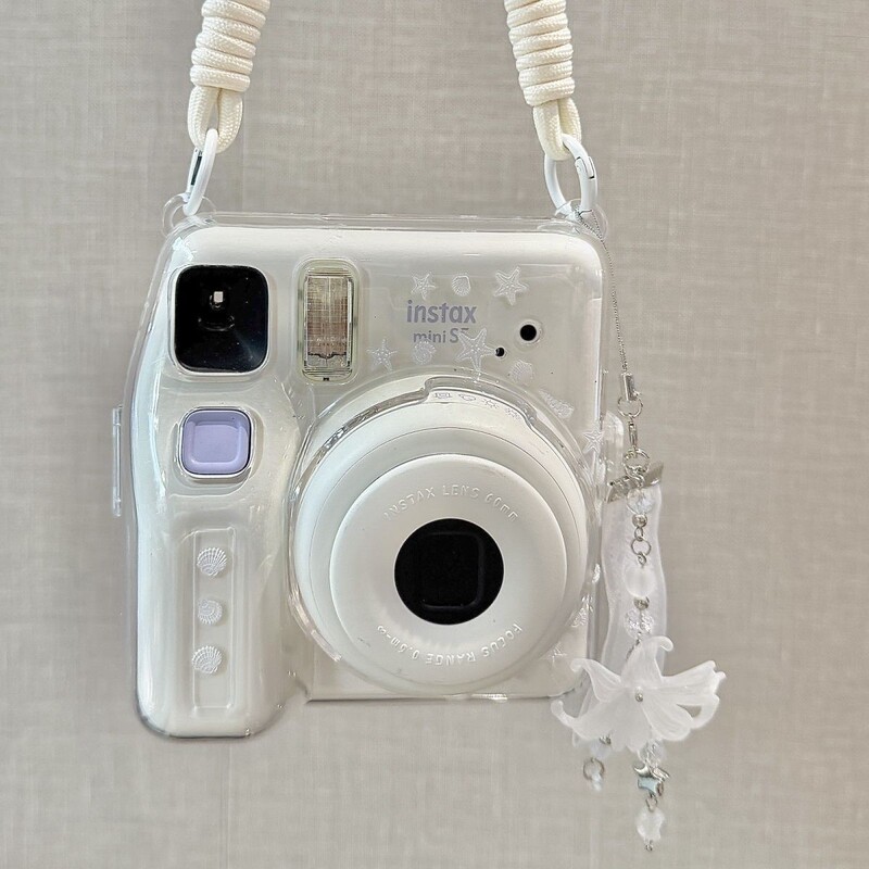 White iris flower suitable for miniSE transparent case, instax crystal case, polaroid hard case camera protective cover White iris flower suitable for miniSE transparent case, instax crystal case, polaroid hard case camera protective cover