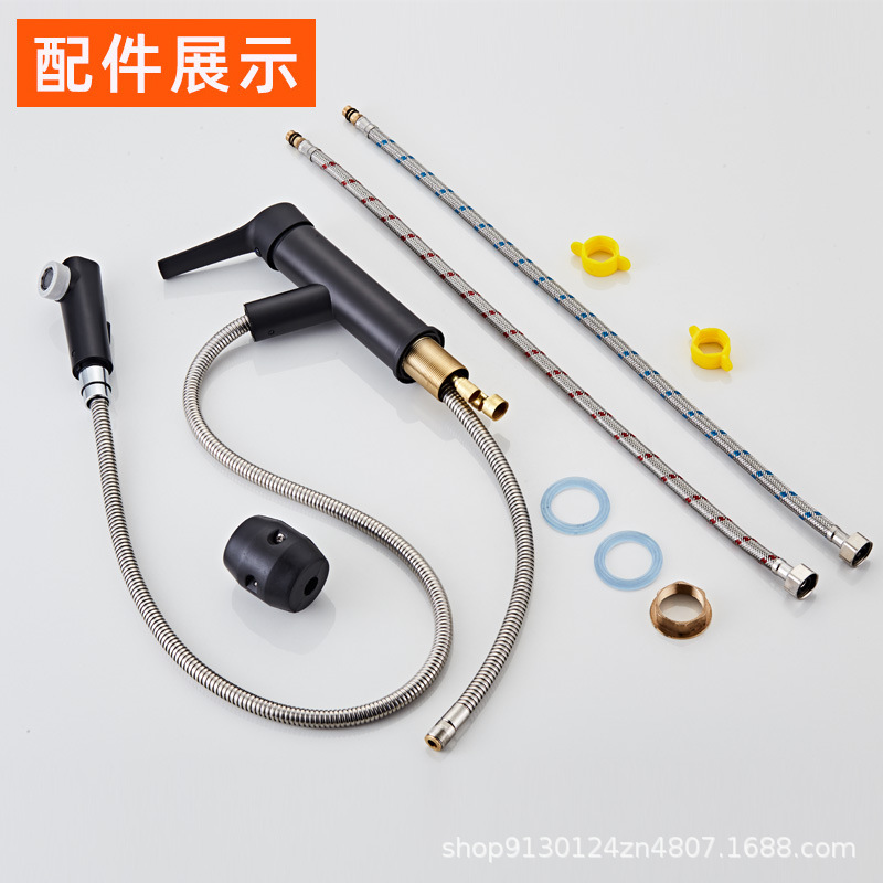 Todo el cobre de extracción de lavabo caliente y frío grifo de baño de un solo agujero lavabo lavabo lavabo fábrica de lavabo al por mayor