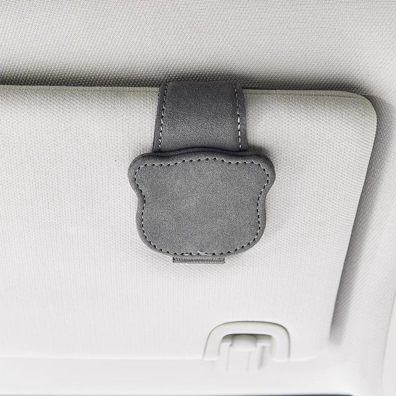 Simple and Portable Magnetic Car Glasses Holder Car Interior Leather Storage Clip Car Sunglasses Clip Bill Card Holder Trendy