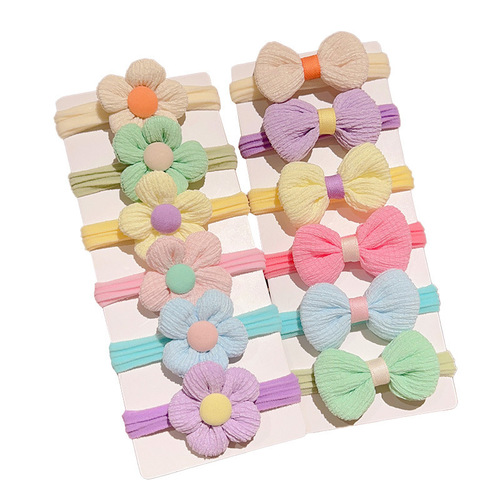 Colorful flower hair accessories, rubber bands, children's headbands, bow hair ties, cute, non-damaging, high-elastic hair rope headbands
