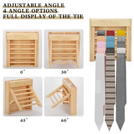 Деревянная вешалка для галстуков Стеллаж для хранения галстуков Настенная складная вешалка для галстуков Стеллаж для хранения деревянных галстуков
