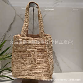 新款森系拉菲草编织沙滩包休闲手提大容量草编包2025高级单肩包