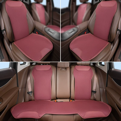 Four Seasons Pad, Silk Single-Piece Comfortable Non-Slip Summer Cooling - volcano-red-full-car-7-piece-set-breathable-ice-silk-clean-labelno-logo
