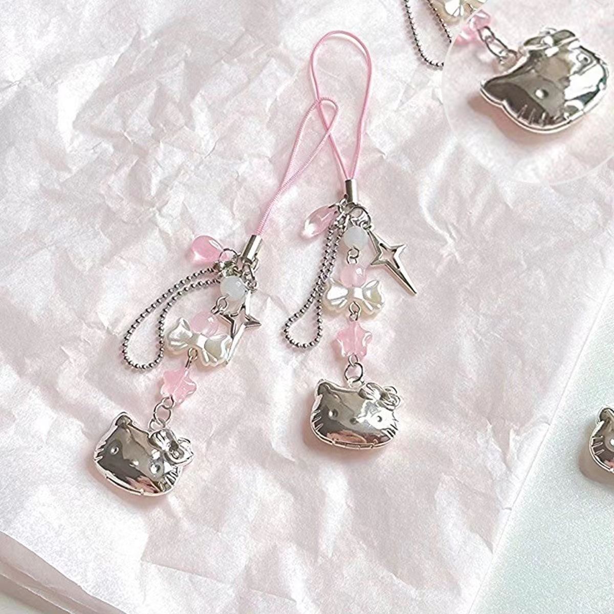 Butterfly KT Cat Love Phone Pendant