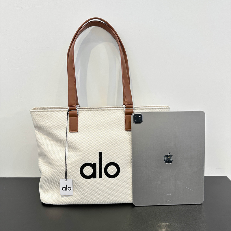 alo韩版简约字母帆布包包小众单肩包通勤手提包大容量托特包女包|undefined