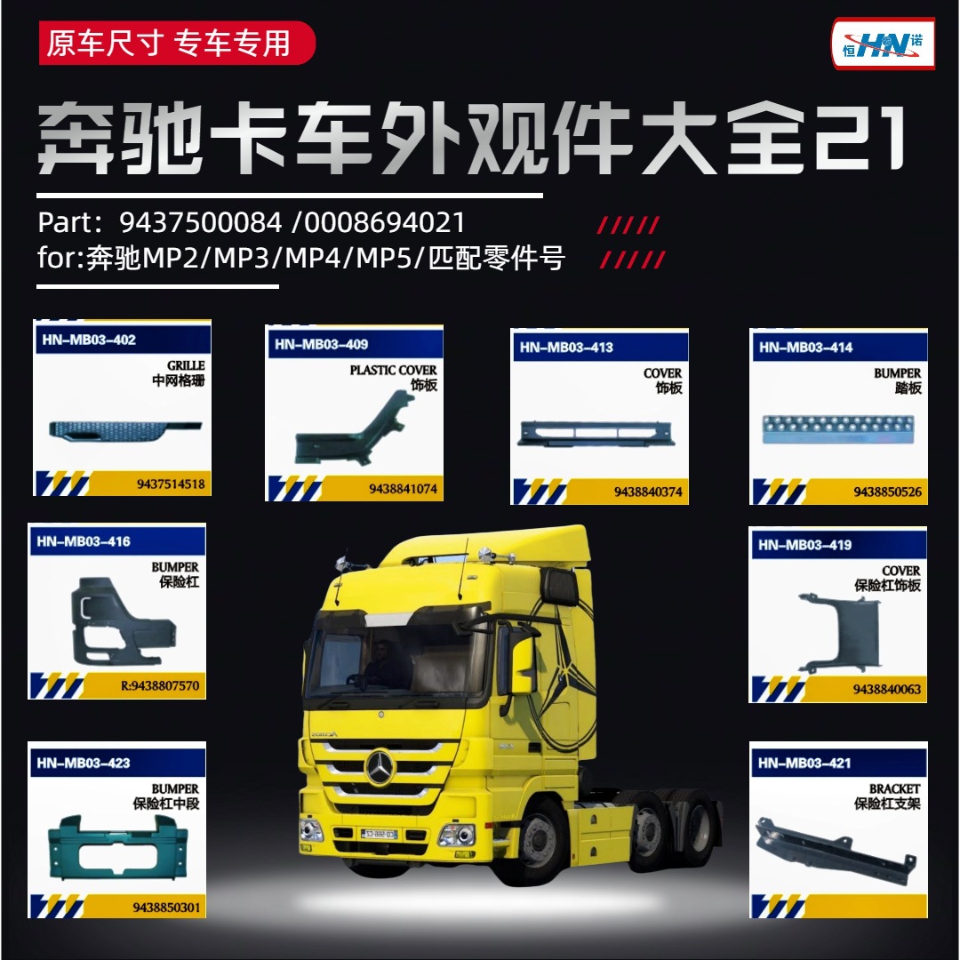 Para piezas de camión Mercedes-Benz Mantenimiento de cubiertas de puertas MP3 Panel de acabado de puertas Bracket de luces diurnas Deflector Scooter Piezas