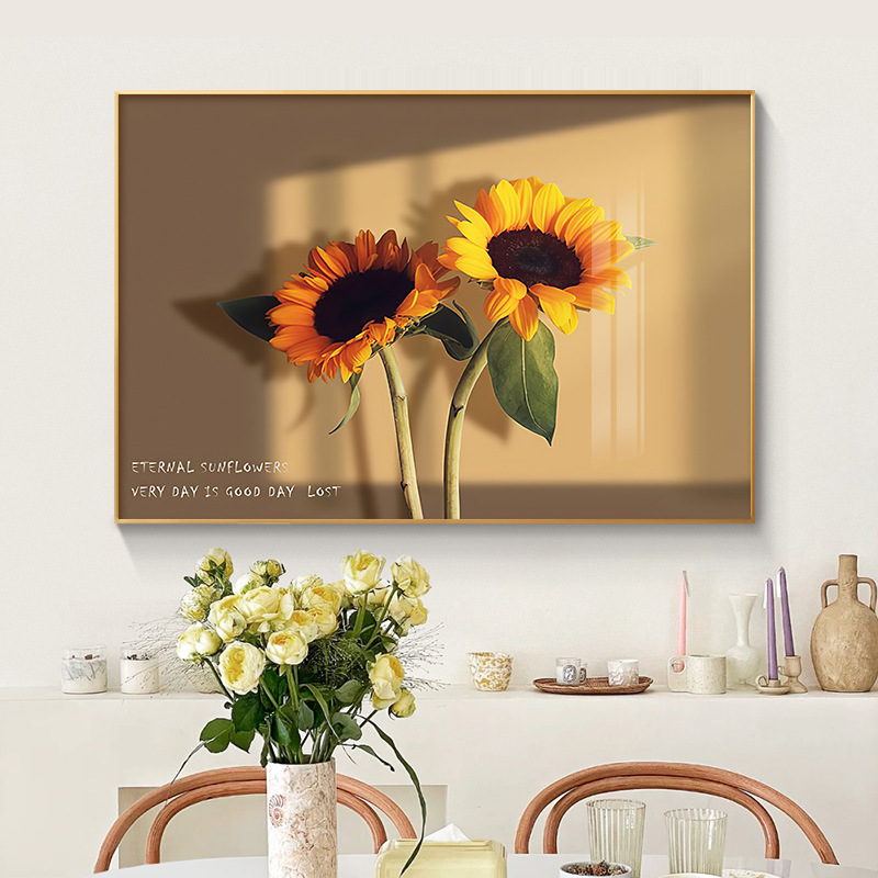Sunflower Restaurant Decorative Painting Living Room Entrance Entrance Background Wall Hanging Painting Modern Minimalist Bedroom Sunflower Mural