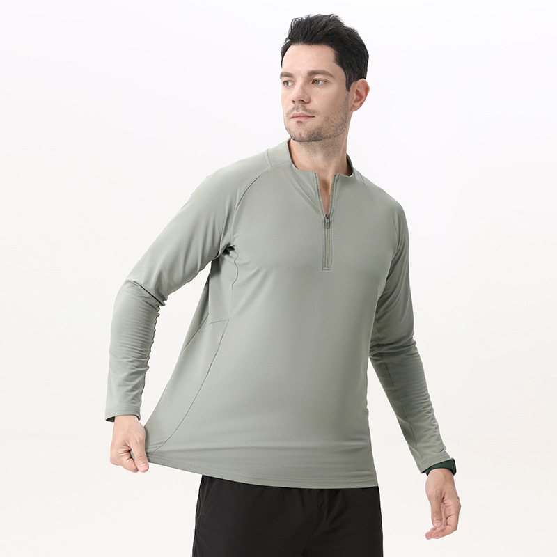 Dijia deportes de secado rápido medio cremallera de manga larga otoño pájaro casa camiseta de correr al aire libre sudor de ciclismo camiseta de fitness transfronteriza