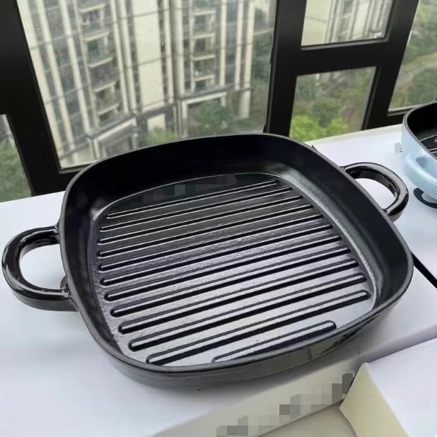 厂家直销外贸SMEG斯麦格家用厨房双耳煎锅铸铁不粘锅牛排烧烤锅批|undefined