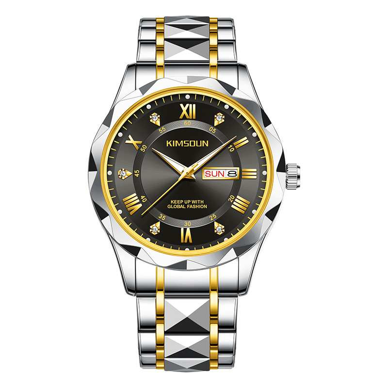 Neue meistverkaufte Uhr der Marke Kingston, beliebte Uhr für Herrengeschäfte, Stahlbandkalender, wasserdichte Quarzuhr, Herrenuhr_voghion.com
