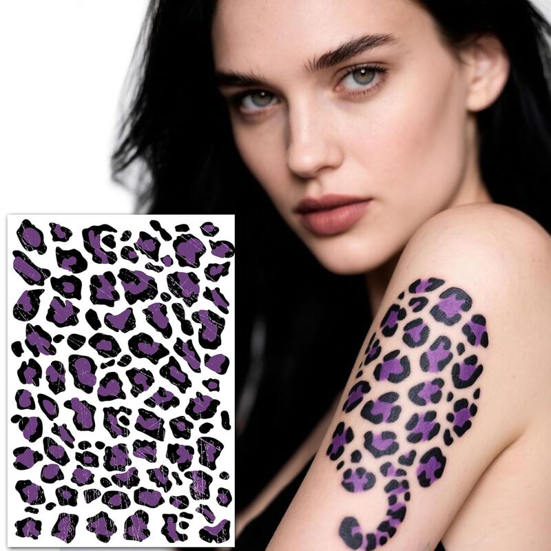 Wild Leopard Print Waterproof Long-Lasting Simulation Tattoo Sticker Party Stage Sexy Women Temporary Tattoo Sticker Cross-Border