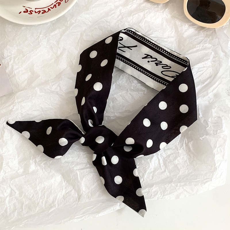 Pañuelo de seda de tira larga de lunares, sentido avanzado, nueva bufanda de muñeca, bolsa de atar, serpentina decorativa, todo fósforo, turbante multiusos, cinturón para el cabello
