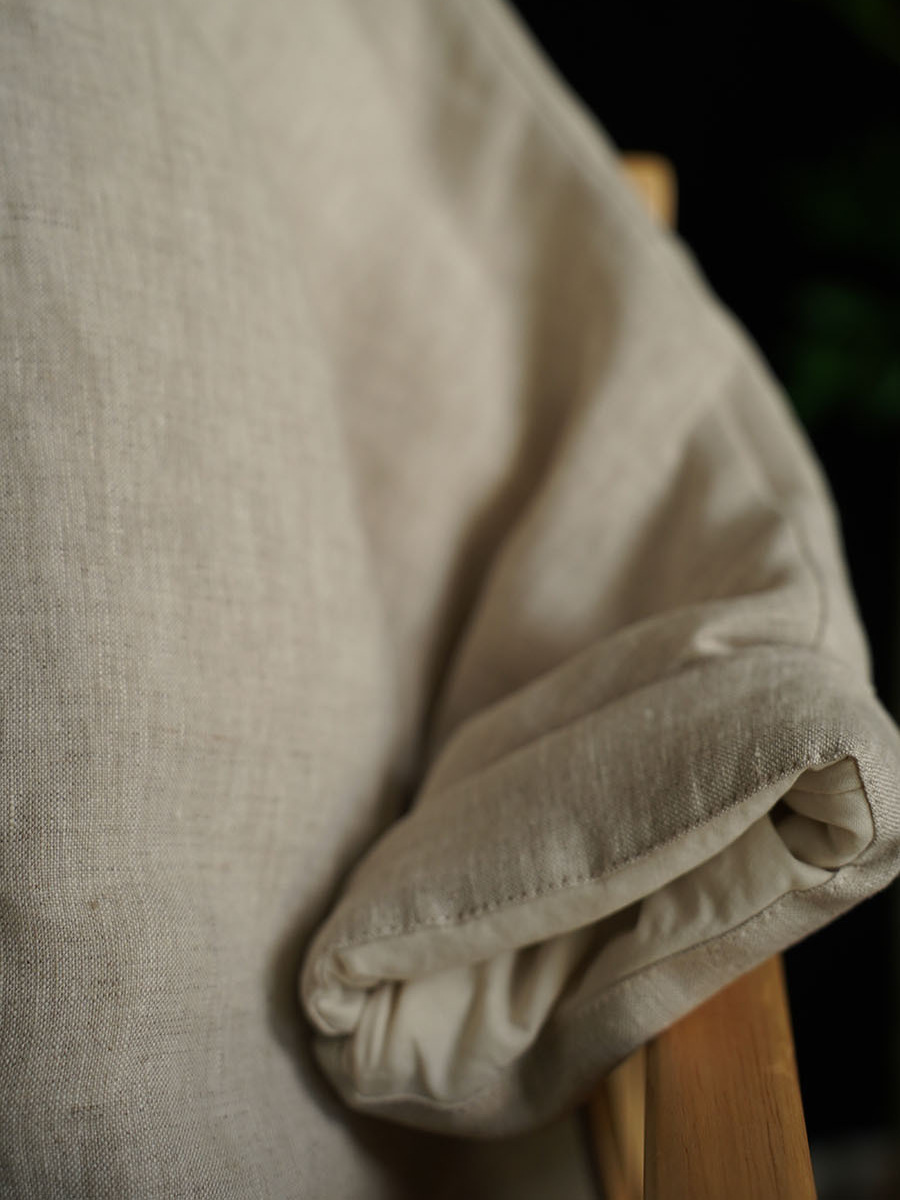 2024冬の新型復古風純色亜麻丸襟斜襟手回しボタン側開綿服351x